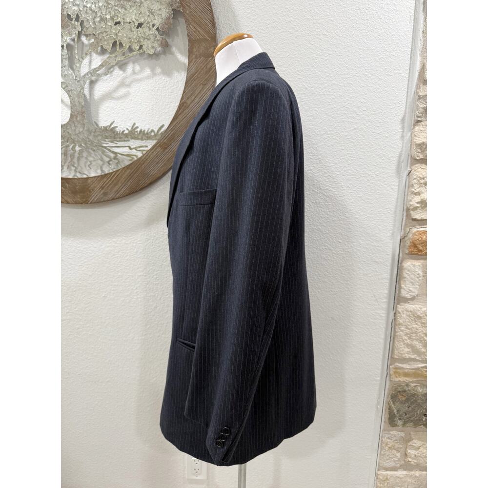 Cerruti 1881 Italian Pure Wool Pinstriped Suit Jacket Sport Coat Navy Blue 52 - Picture 3 of 7